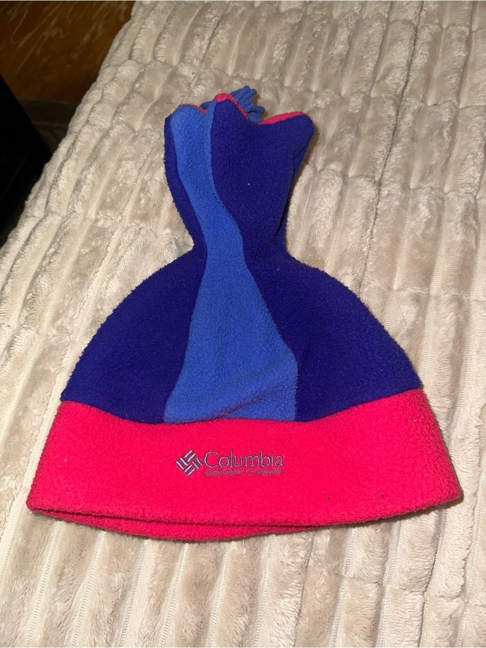 Columbia Kids Colorblock Fleece Beanie in Pink, Blue, and Purple